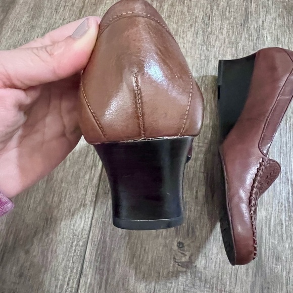 Naturalizer demure Brown Leather Loafers boardroom chic with Woven Design 7 - Picture 7 of 7